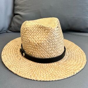 All Saints Tan Straw Hat with Black Band